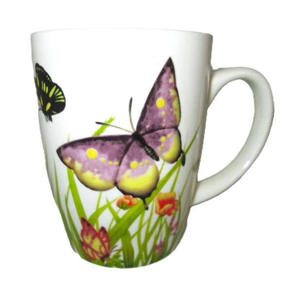 Teaopia Tea/Coffee mug with Tea Infuser, Yellow & Purple butterfies - Picture 5 of 8